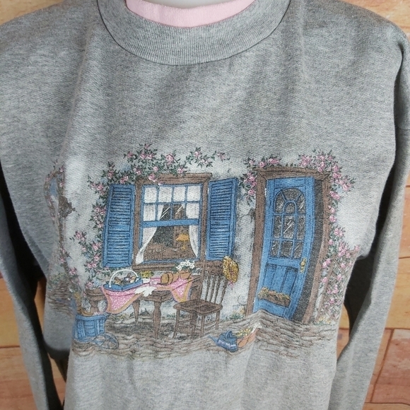 VINTAGE crew neck sweatshirt country scenery - Picture 2 of 7